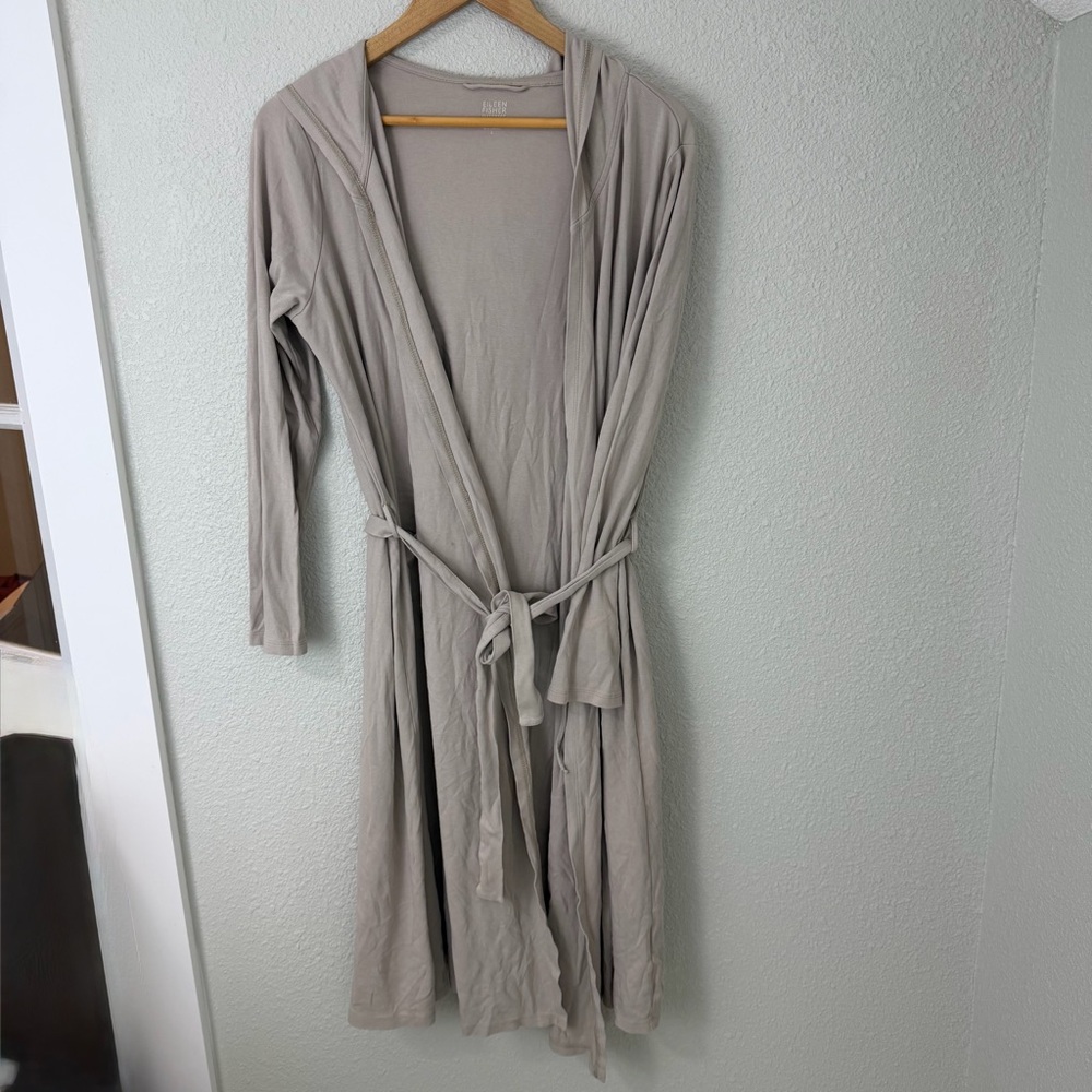 Eileen Fisher Taupe Women's Hooded Robe Sz small